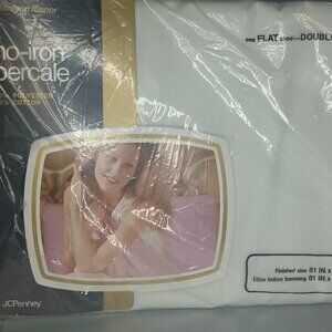 Fashion Manor Flat Sheet TWIN White Vintage NOS No Iron Percale JCPenney - NEW !